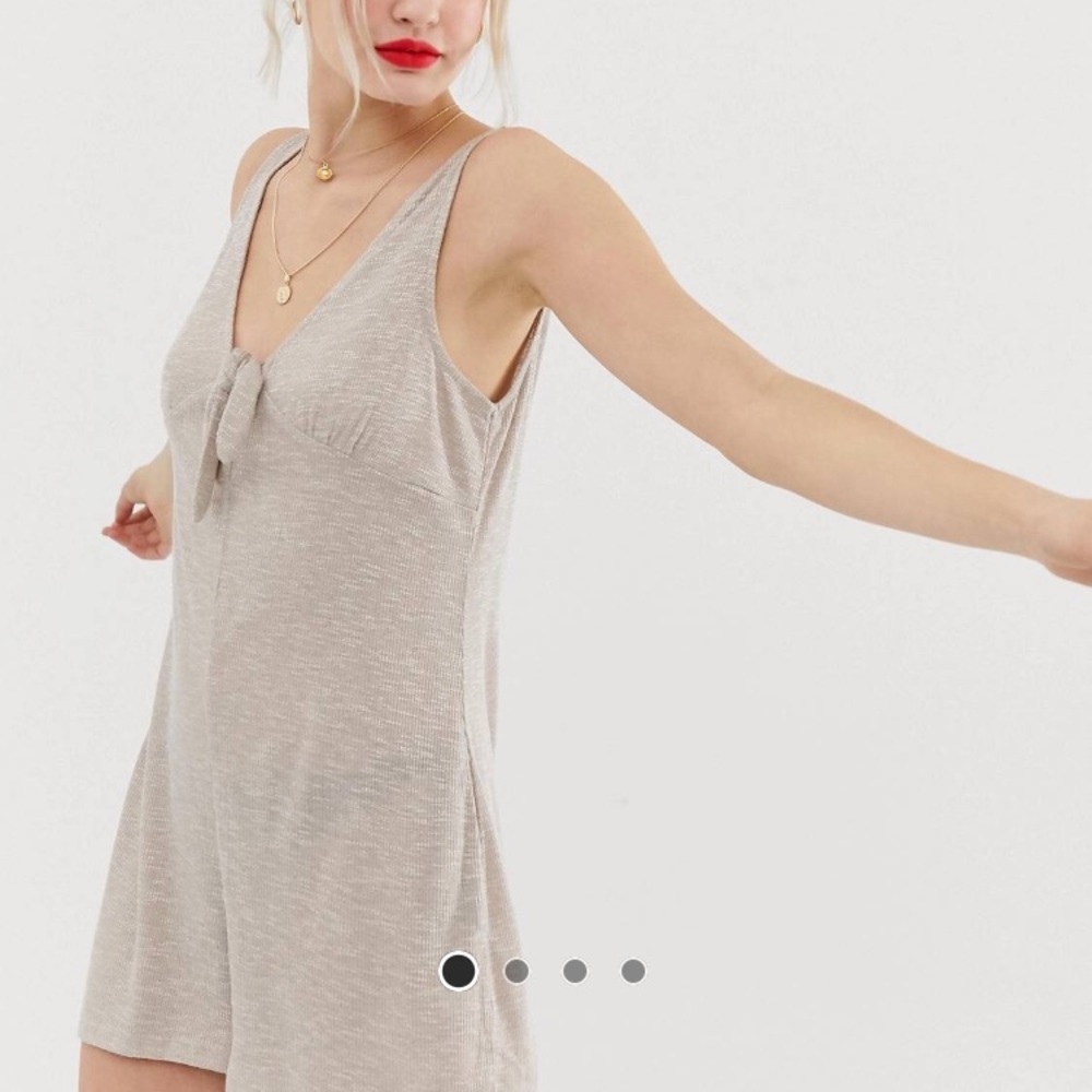 GLAMOROUS Romper in Tan Rib Knit